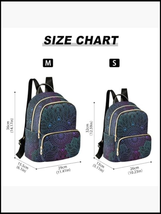 Boho Mandala Small Backpack Daypack for Women Travel Fashion Shoulder Bag